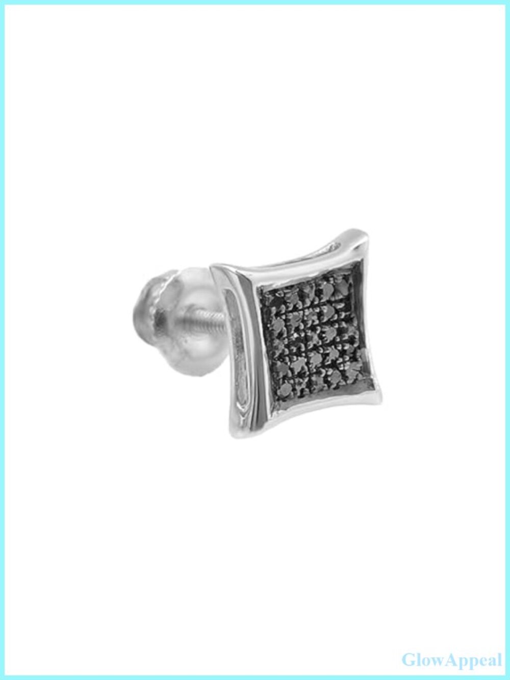 925 Sterling Silver Black Diamond Stud Earring 1pc Unisex Design